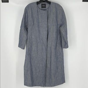 THEORY 100% Linen “Ellinor” Chambray Long coat